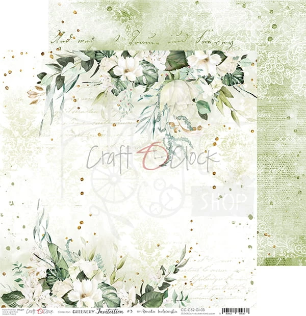 Zestaw papierów 30x30 Greenery Invitation CC-C52-GI-00 Craft O'Clock