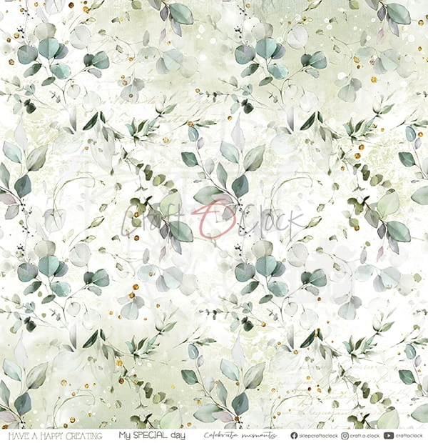 Zestaw papierów 30x30 Greenery Invitation CC-C52-GI-00 Craft O'Clock