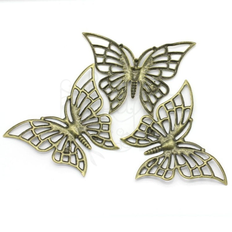 Motyl metalowy 3 ażurowy - brąz