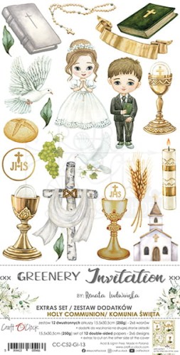 Zestaw dodatków Greenery Invitation - Komunia CC-C52-GI-13 Craft O'Clock