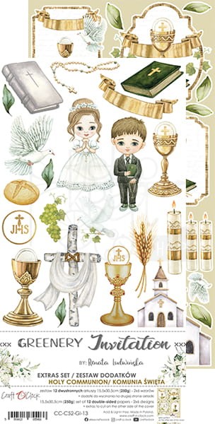 Zestaw dodatków Greenery Invitation - Komunia CC-C52-GI-13 Craft O'Clock