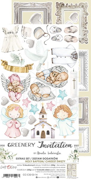 Zestaw dodatków Greenery Invitation - Chrzest CC-C52-GI-14 Craft O'Clock