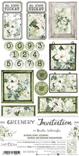 Zestaw dodatków Greenery Invitation - Junk Journal CC-C52-GI-12 Craft O'Clock