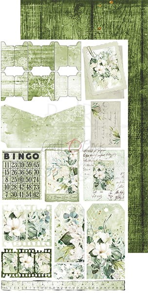 Zestaw dodatków Greenery Invitation - Junk Journal CC-C52-GI-12 Craft O'Clock