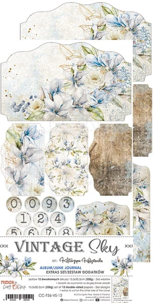 Zestaw dodatków Vintage Sky - Junk Journal CC-F26-VS-12 Craft O'Clock