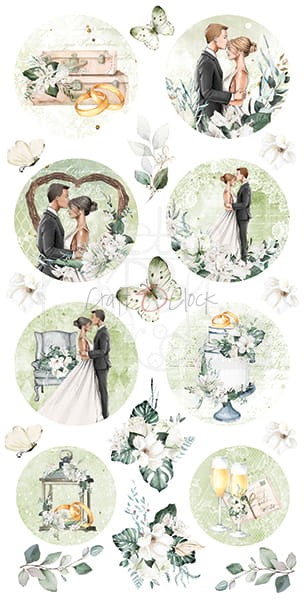 Zestaw etykiet 35 - Greenery Invitation - Ślub CC-DIGI-PR35 Craft O'Clock