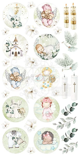 Zestaw etykiet 37 - Greenery Invitation - Chrzest CC-DIGI-PR37 Craft O'Clock