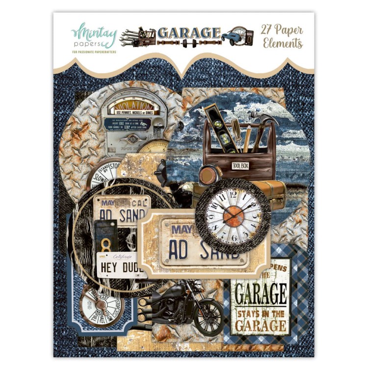 Ozdoby kształty tekturowe Die Cuts Koperty i tagi Garage MT-GAG-LSCE Mintay