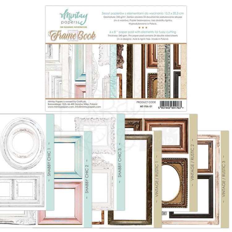 Zestaw papierów 15x20 elementy do wycinania Frame Book MT-FRA-01 Mintay