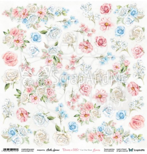 Papier 30x30 Dream a little Flowers elementy do wycinania DAL-13 ScrapAndMe