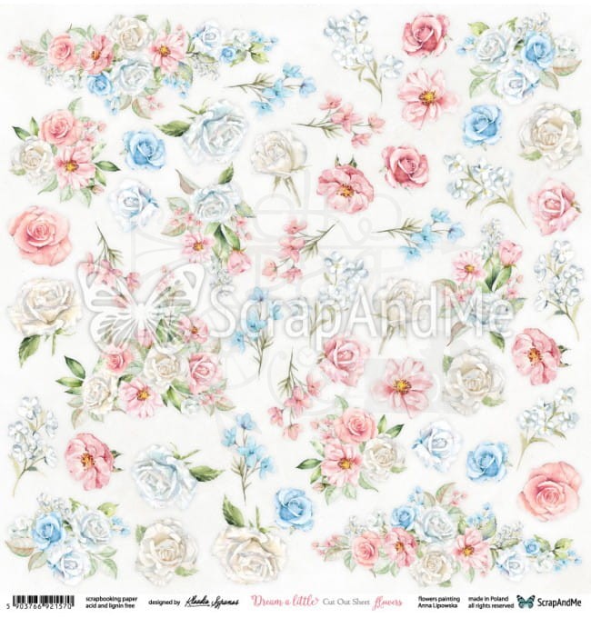 Papier 30x30 Dream a little Flowers elementy do wycinania DAL-13 ScrapAndMe