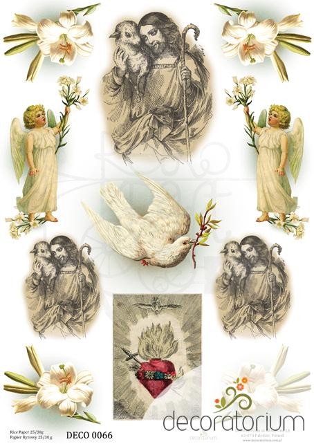 Papier ryżowy A4 Wielkanoc Jezus z barankiem 0066 Decoratorium
