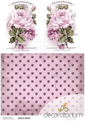 Papier ryżowy A4 Roże vintage różowe 0094 Decoratorium