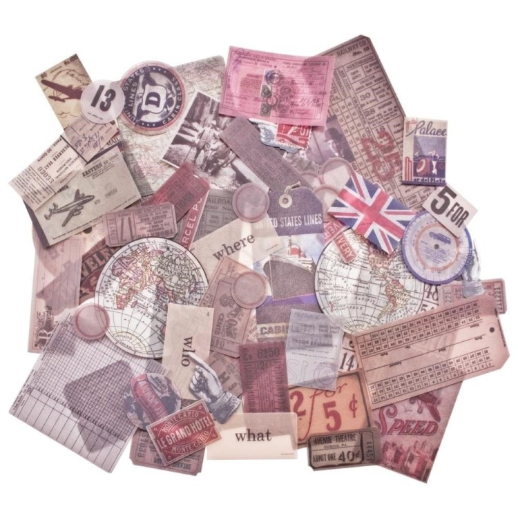 Ozdoby papierowe Idea-Ology Ephemera Pack Expedition 63szt TH93115 Tim Holtz