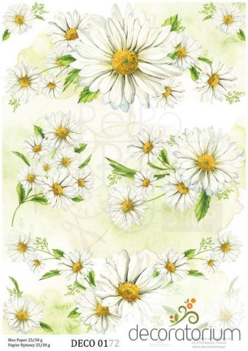 Papier ryżowy A4 Kwiaty margaretki duże 0172 Decoratorium