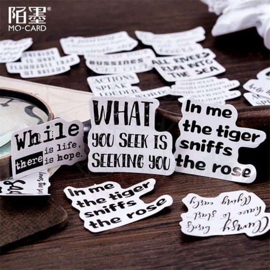 Naklejki do scrapbookingu i art journalingu - sentencje - czarno białe