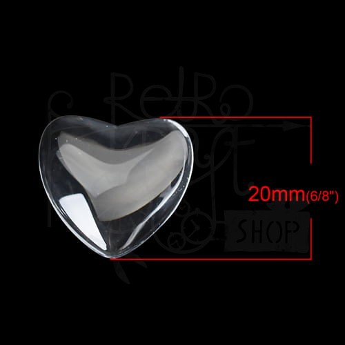 Kaboszon szklany przezroczysty serce 20x20mm