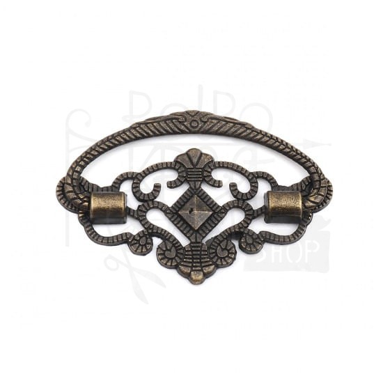 Uchwyt metalowy ozdobny 7 duży - antyczny brąz