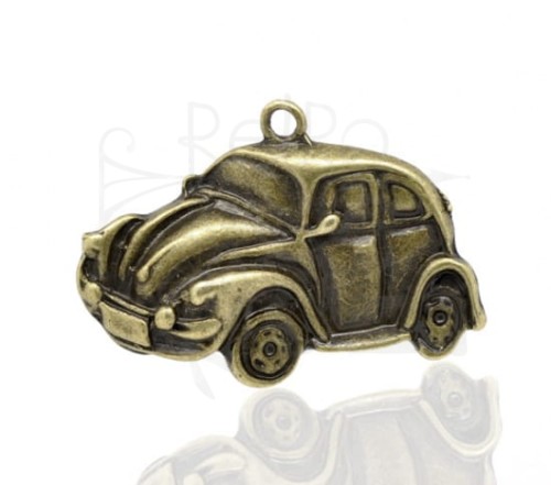 Ozdoba metalowa zawieszka - samochód - antyczny brąz