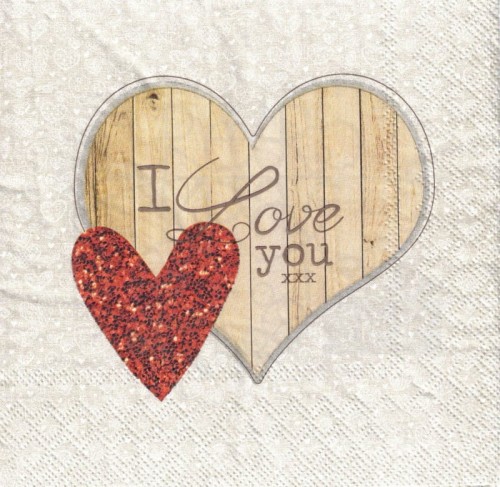 Serwetka 33x33 - Serce I love you