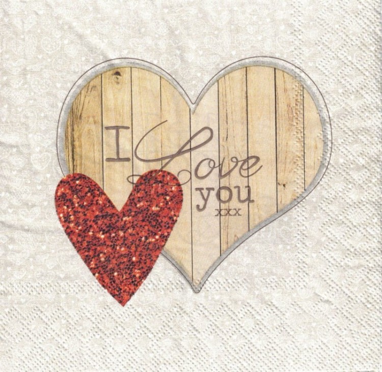 Serwetka 33x33 - Serce I love you