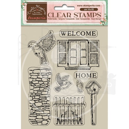 Stempel akrylowy 14x18cm Welcome Home Birds WTK165 Stamperia