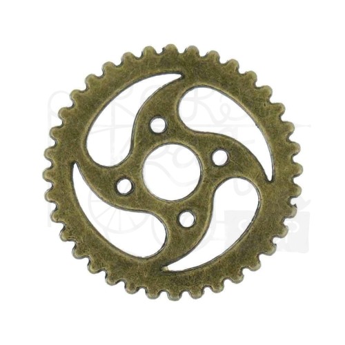 Trybik metalowy zębatka 23mm - wzór nr 6 - brąz
