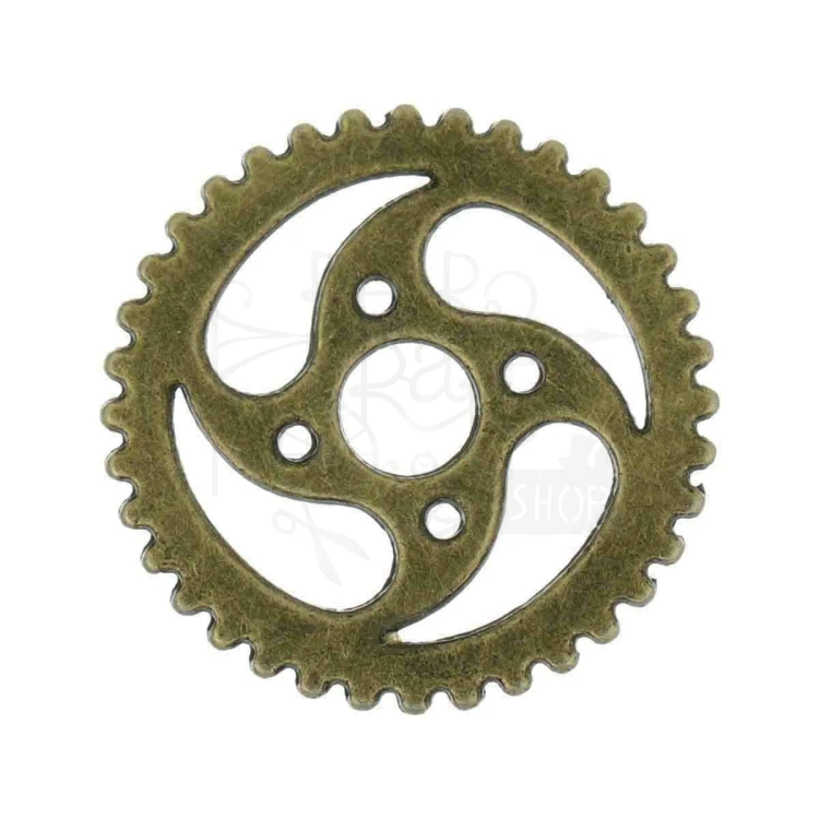 Trybik metalowy zębatka 23mm - wzór nr 6 - brąz