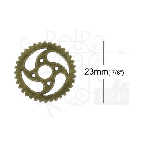 Trybik metalowy zębatka 23mm - wzór nr 6 - brąz