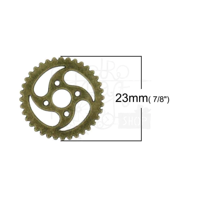 Trybik metalowy zębatka 23mm - wzór nr 6 - brąz