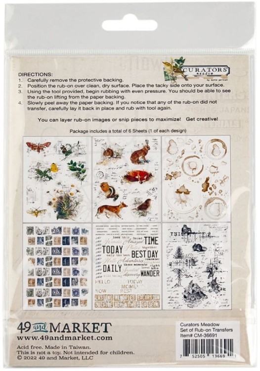 Rub-on transfer 15x20cm Curators Meadow 6 arkuszy CM36691 49 and Market