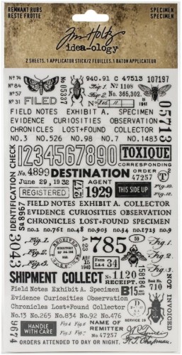 Rub-on transfer 12x19.7cm Idea-Ology Rubs Rub-Ons Remnant Specimen TH94047 Tim Holtz