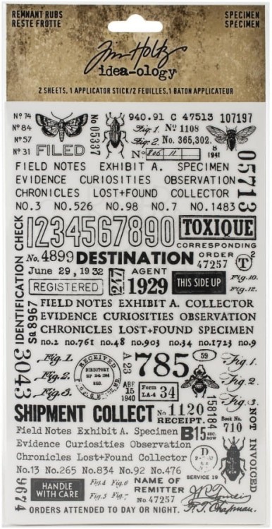 Rub-on transfer 12x19.7cm Idea-Ology Rubs Rub-Ons Remnant Specimen TH94047 Tim Holtz
