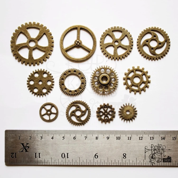 Trybik metalowy zębatka 23mm - wzór nr 6 - brąz
