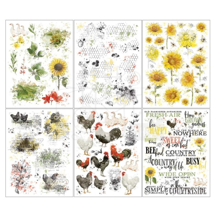 Rub-on transfer 15x20cm Vintage Artistry Countryside 6 arkuszy VAC38725 49 and Market