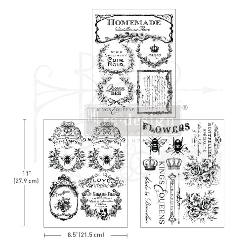 Decor Transfers Midi French Labels 3 arkusze 659233 Prima