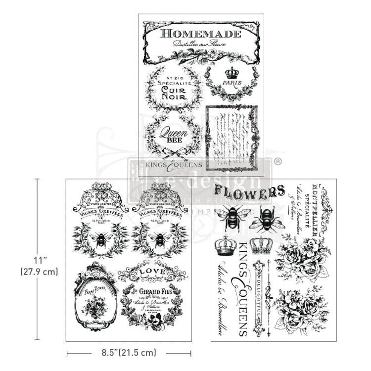 Decor Transfers Midi French Labels 3 arkusze 659233 Prima