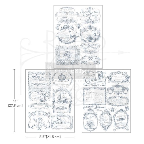 Decor Transfers Midi French Labels I 3 arkusze 662066 Prima