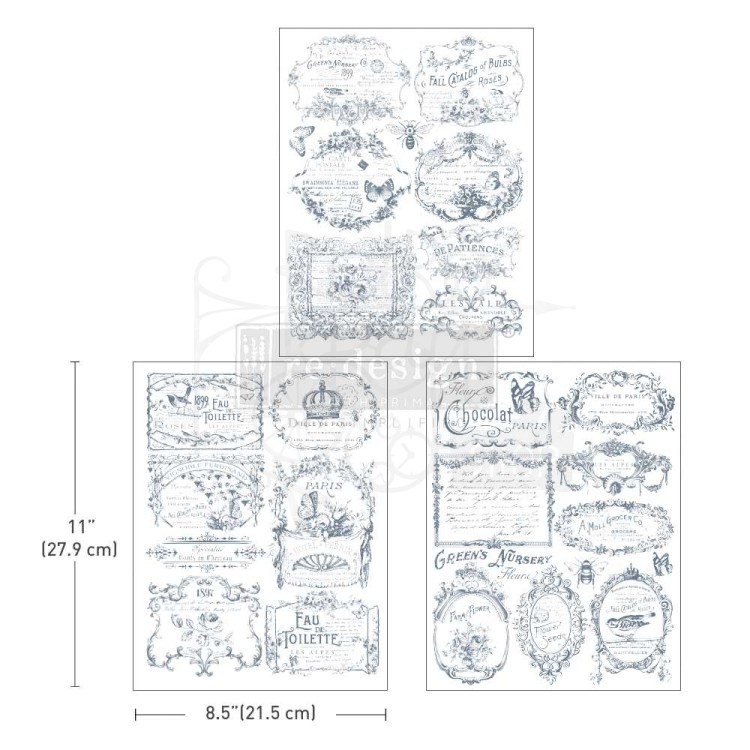 Decor Transfers Midi French Labels I 3 arkusze 662066 Prima