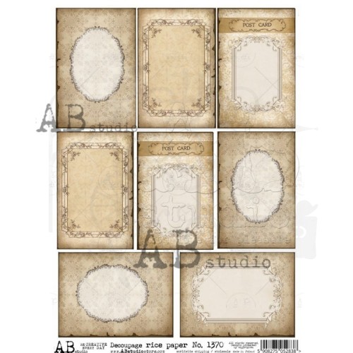 Papier ryżowy A4 retro ramki pocztówki 1370 ABstudio