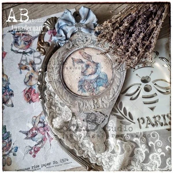 Papier ryżowy A4 zajączki i ptaszki w strojach 0574 ABstudio