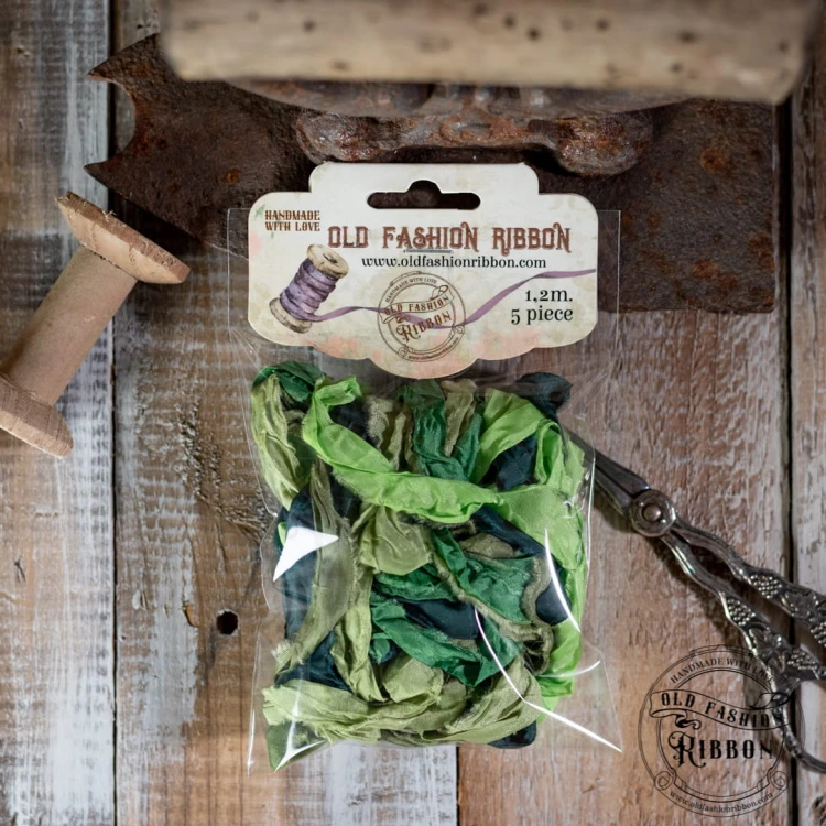 Zestaw gniecionych wstążek vintage 5 sztuk 120cm OLDM-09 Old Fashion Ribbon