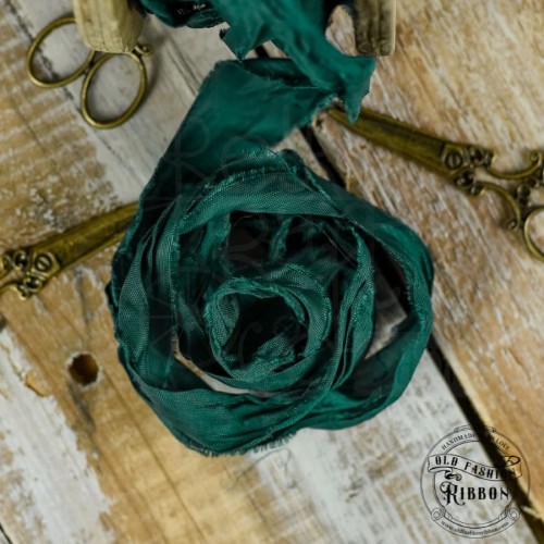Wstążka gnieciona świąteczna zieleń 120cm OLDSZ-27 Old Fashion Ribbon