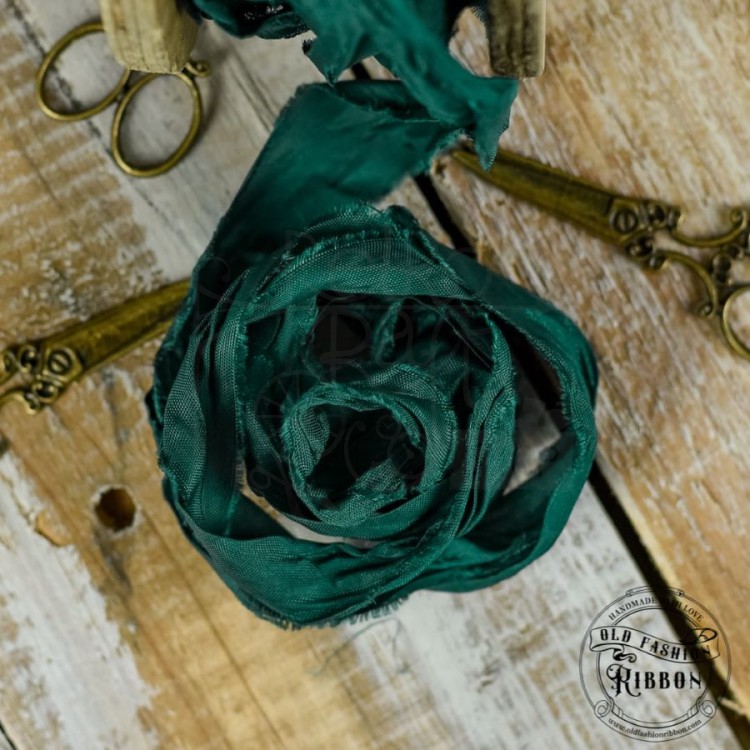 Wstążka gnieciona świąteczna zieleń 120cm OLDSZ-27 Old Fashion Ribbon