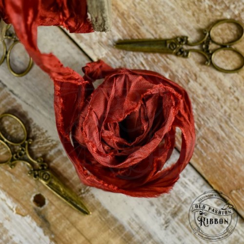 Wstążka gnieciona rdzawy brąz 120cm OLDSZ-26 Old Fashion Ribbon