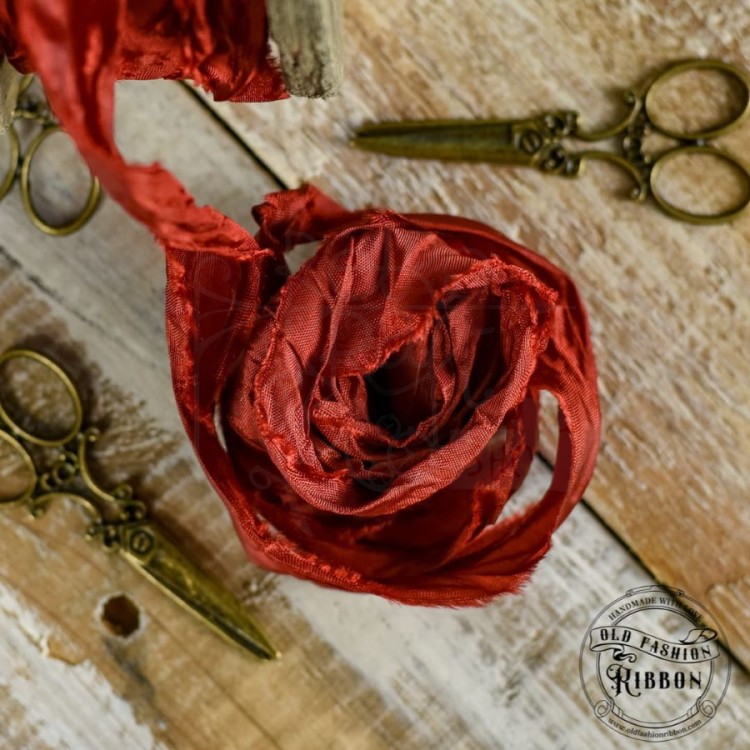 Wstążka gnieciona rdzawy brąz 120cm OLDSZ-26 Old Fashion Ribbon
