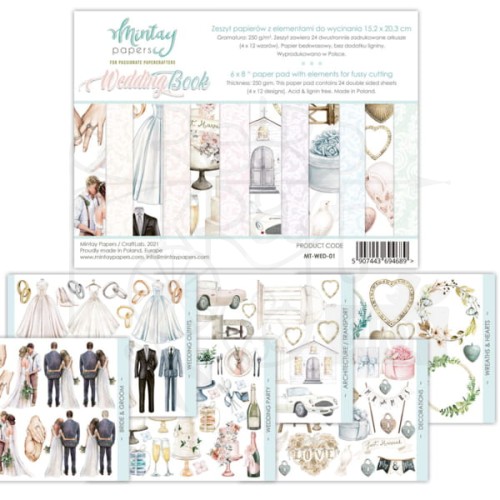 Zestaw papierów 15x20 elementy do wycinania Wedding Book MT-WED-01 Mintay