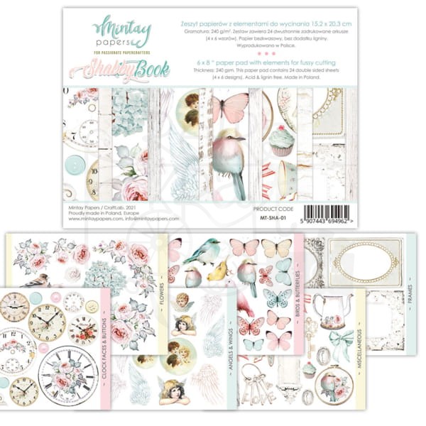Zestaw papierów 15x20 elementy do wycinania Shabby Book MT-SHA-01 Mintay