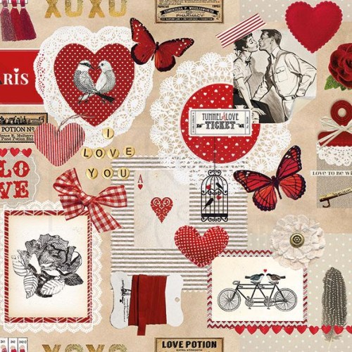Serwetka 25x25 - Love ticket