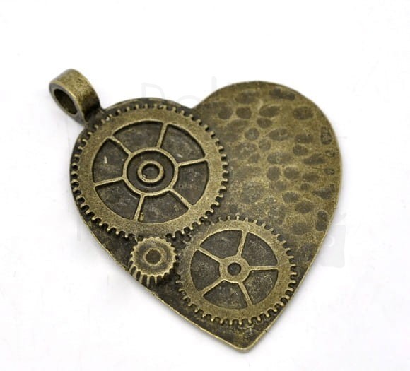 Steampunkowe serce metalowe brąz